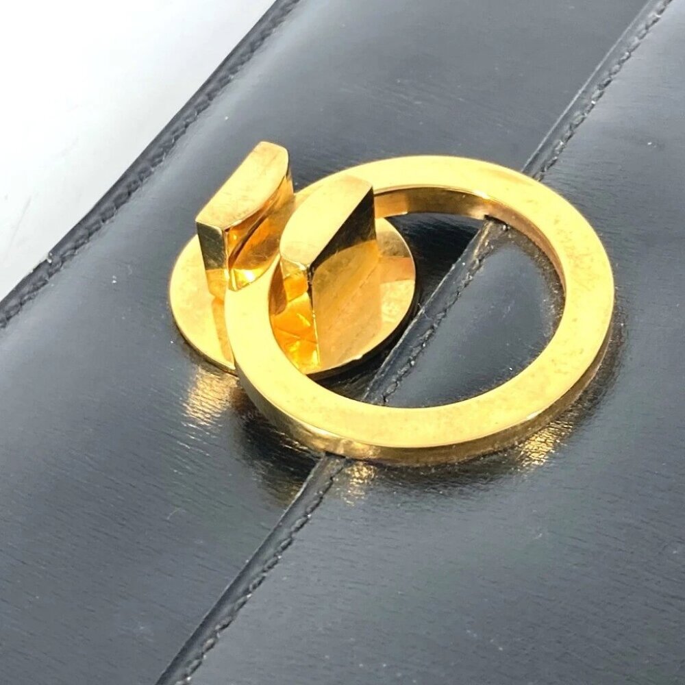 HERMES vintage Ring Do Hand Bag Flap Shoulder Bag Bock Scarf Black/GoldHardware - Picture 13 of 15